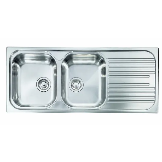 Kjøkkenvask Atlantic 2 kummer m/rille stål 
