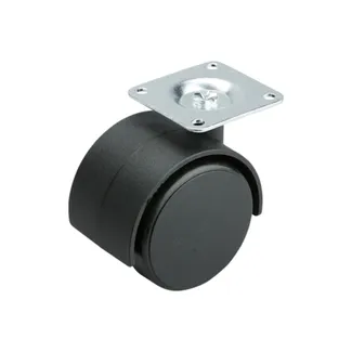 Møbelhjul Ø50mm 25kg M/Plate Sort