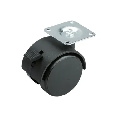 Møbelhjul Ø50mm 25kg M/Brems Sort