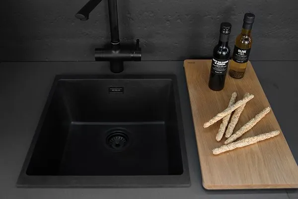 Kjøkkenvask Stala Essent 1 Kum Plan & Underlim Sort Komposit