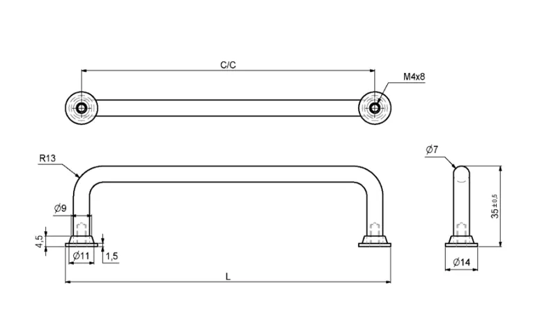 Håndtak 3428 / 3430 Carbon Low - flere farger