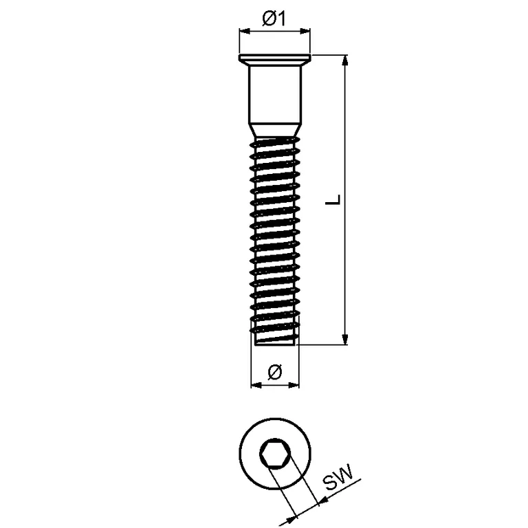 Konfirmatskrue Ø5x50/Ø7,3mm