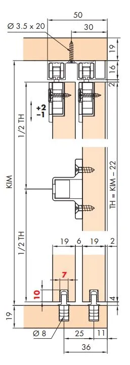 Skinne Eku Clipo 16 Utenpåliggende 2-Spor 3,5m