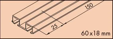 Skinne Eku Clipo 36 Innfresning 2-Spor 25mm-Dører 3,5m