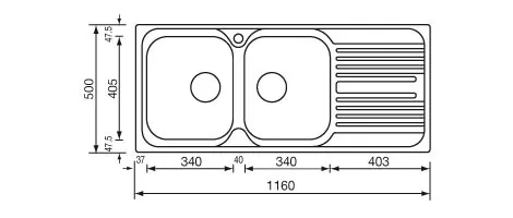 Kjøkkenvask Atlantic 2 Kummer M/Rille Stål 