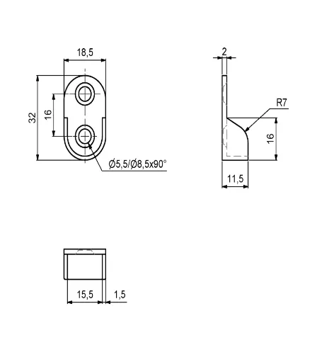 Garderoberørholder oval 30x15mm forniklet