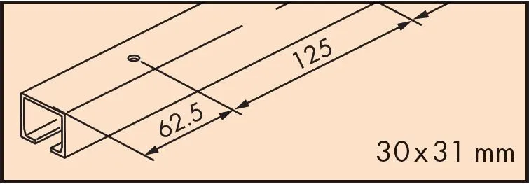 Skinne Hawa Porta 1 Spor 2,5m