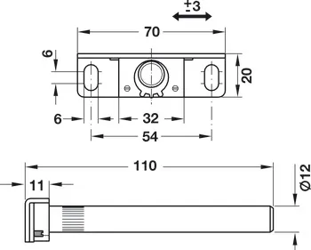 Hyllebærer Skjult Ø12mm L110mm