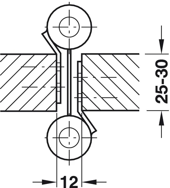 Hengsel Dobbelvirkende 100mm 25-30mm Dør Forniklet 