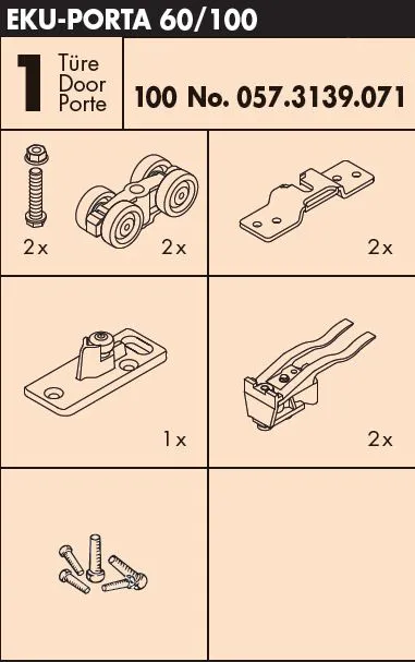 Beslagssett Hawa Porta Standard 1 Dør 100kg 
