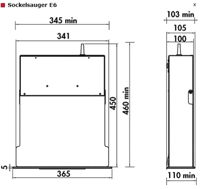 Sokkelstøvsuger Gronbach 230V/600W Alu-Front 