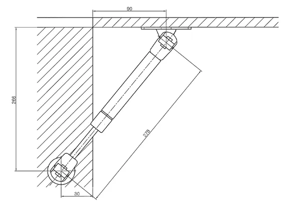 Gassdemper 6kg Topphengsel Overskap Sølv 