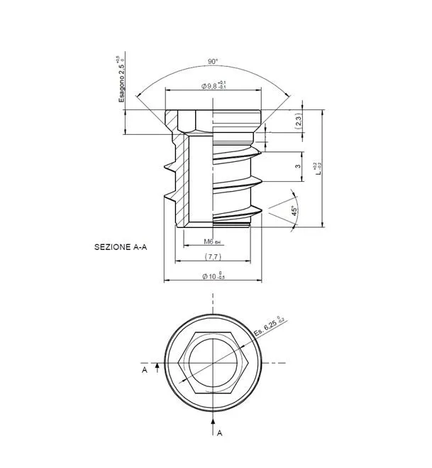 Bøssing Innskruing M6x24mm