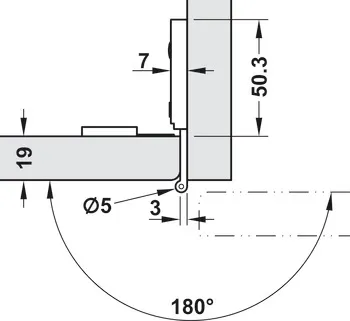 Skyvedørshengsel Aximat 180° 300 SM Innenforliggende 3mm Fuge