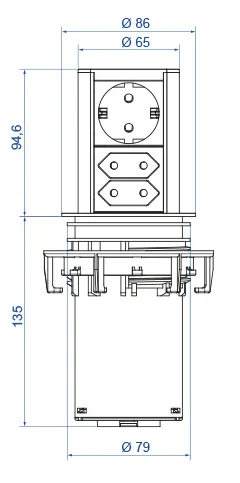 Kontakt Elevator 1-Kontakt & 2-USB Rustfritt Stål