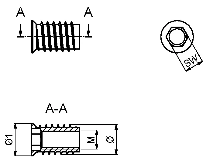 Rampamuffe M8x14x15mm Stål Ubehandlet