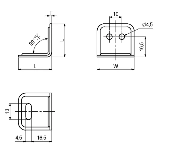 Vinkel 2 27x27x30mm elgalvanisert