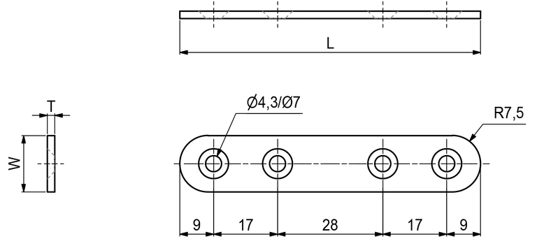 Koblingsjern 80x15mm 4  Hull