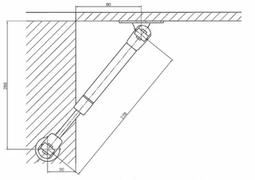 Gassdemper 6kg Topphengsel Overskap Sølv 