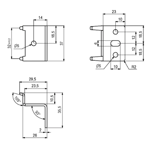 Opphengsvinkel 28mm hvit