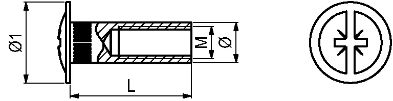 Koblingskrue Hunn  M4 Ø5x27mm