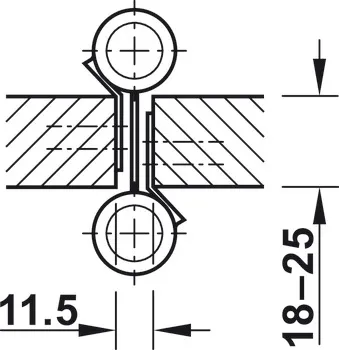 Hengsel dobbelvirkende 75 mm 18-25 mm dør matt/nikkel