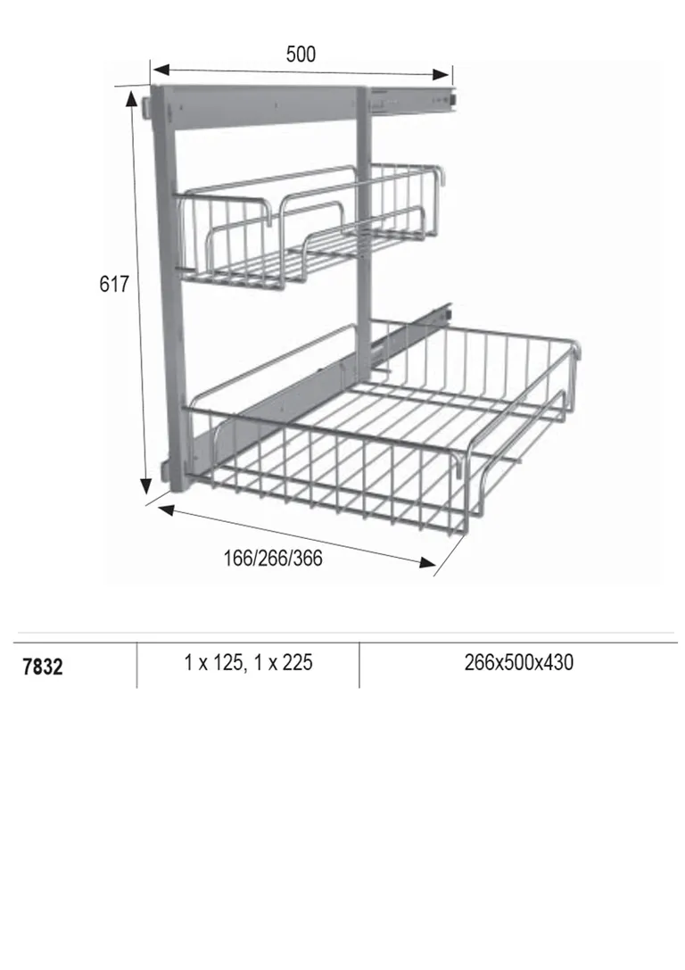 Vaskemiddeluttrekk Pelly 30cm Skap M/2 Kurver