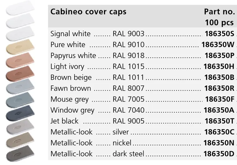 Dekkappe Lamello Cabineo 100stk - Flere Farger