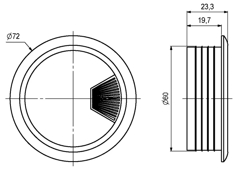 Kabelgjennomføring Ø60/80mm - Flere Farger 