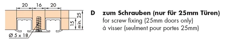 Skinne Eku Clipo 36 Innfresning 2-Spor 25mm-Dører 3,5m