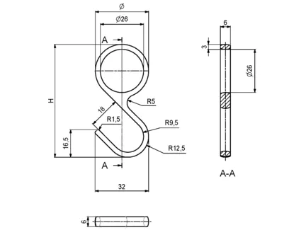  S-Krok Garderoberør Lukket Ø26mm Krom
