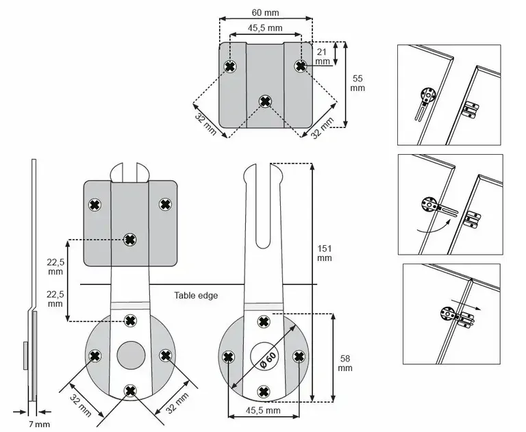 Koblingsbeslag For Bordplate