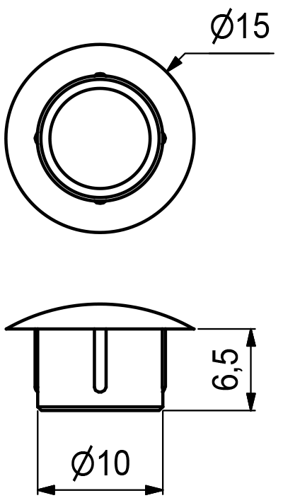 Dekkappe Plast Ø15mm Tapp-6,5mm Sort