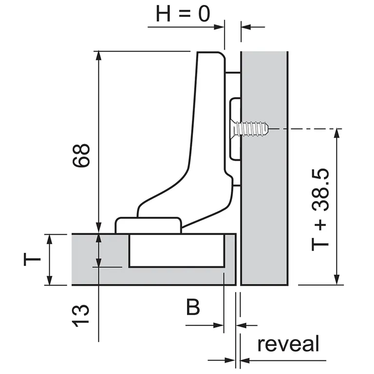 Hengsel Blum 110° Innenforliggende M/Demper Inserta