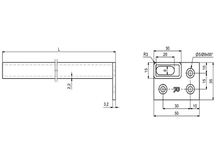 Sinklist Stål M/Høyre Flens 2m - Flere Farger