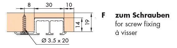 Skinne Eku Clipo 16 For Innfresning 2-Spor 16GS Glassdører 3,5m