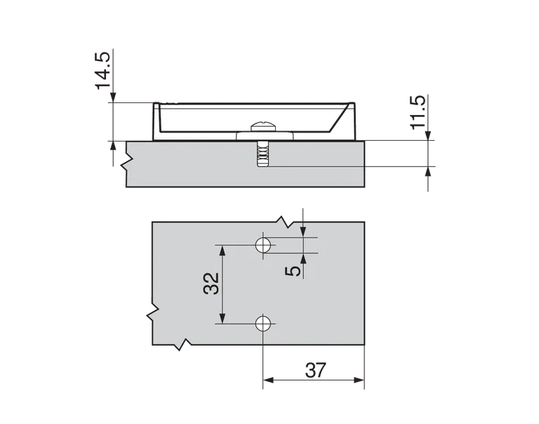Tip-On Blum Adapter Lang Type 37/32mm Grå 