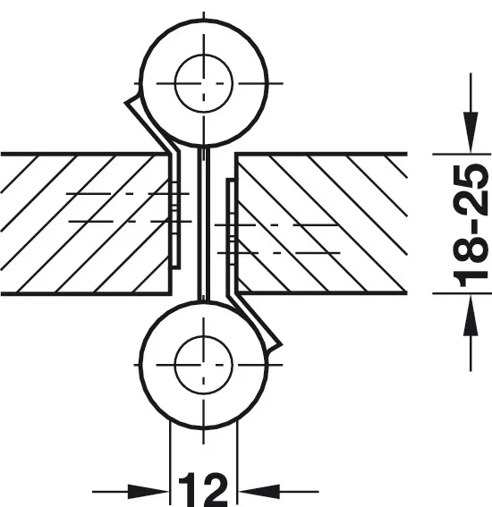 Hengsel Dobbelvirkende 75mm 18-25mm Dør Forniklet 