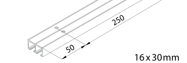 Skinne Eku Clipo 16 Utenpåliggende 2-Spor 16GS Glassdører 3,5m