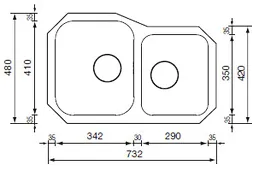 Kjøkkenvask Cinzia 2 Kummer Underlimt 