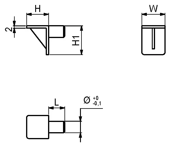 Hyllbærer V-Modell Plast Tapp Ø5mm Hvit 