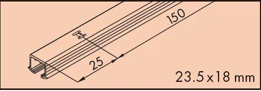 Skinne Eku Clipo 36 Innfresning Skrufesting 1-Spor 3,5m 