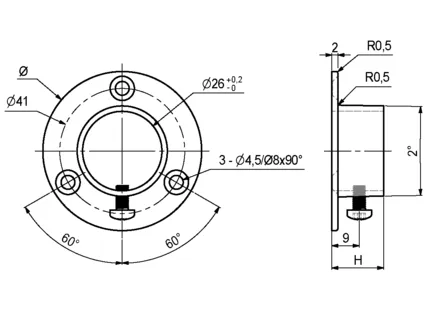 Garderoberørholder Ø25mm Veggfeste M/Stoppskrue Krom