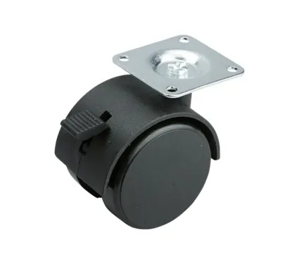 Møbelhjul  Ø50mm 25kg M/Brems Sort