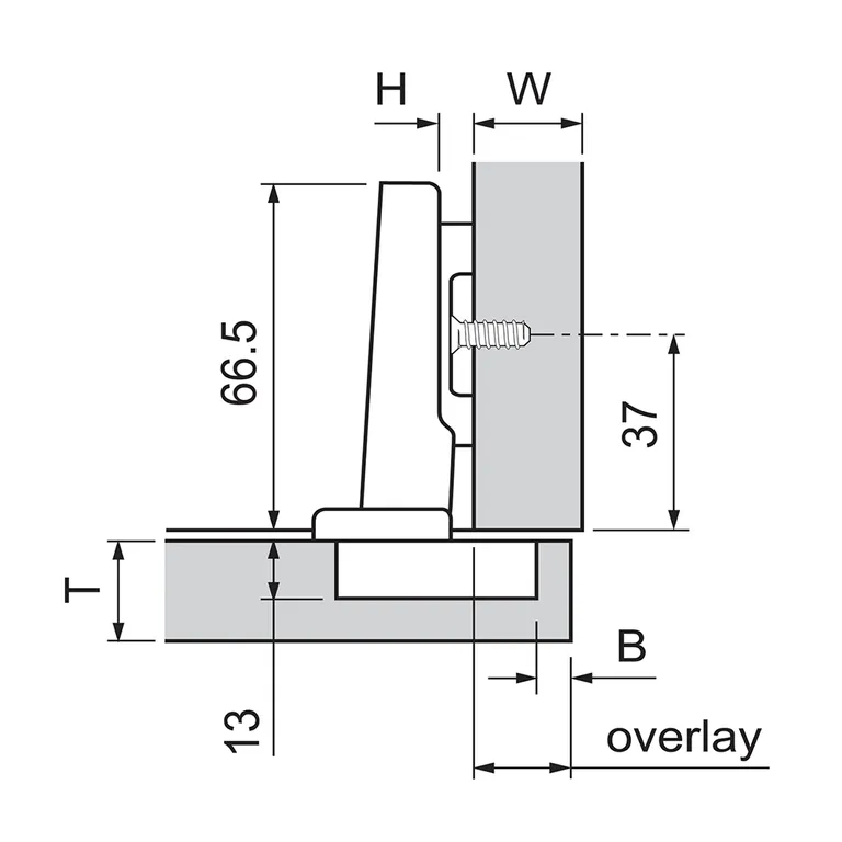 Hengsel Blum 110° UtenpåliggendeM/Demper Dübel