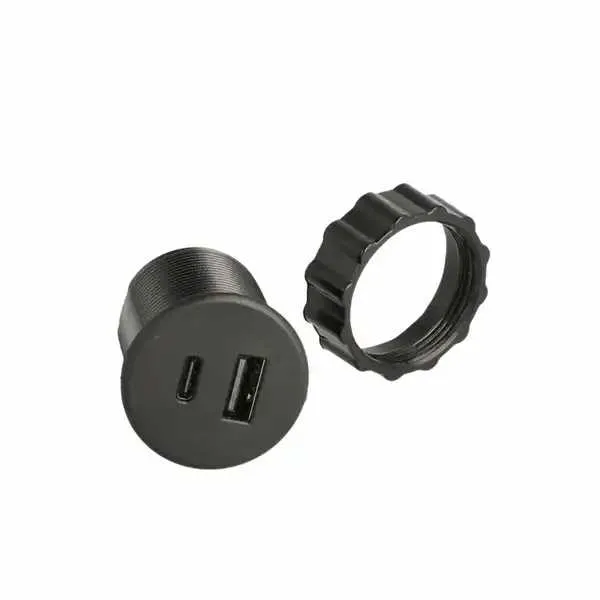 USB-Lader Dobbel Rund Ø35mm ABS M/1,5m-Kabel - Flere Farger