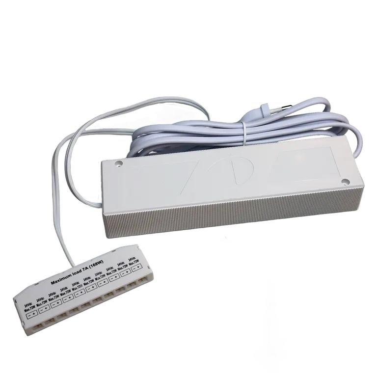 Trafo Led 24V 30/60W 9 Utganger 2m Kabel M/Stikk