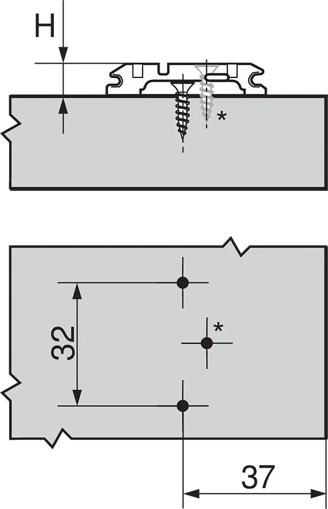 Monteringsplate Blum H0 37mm Treskrue M/Exenter Høydejustering Onyx Svart