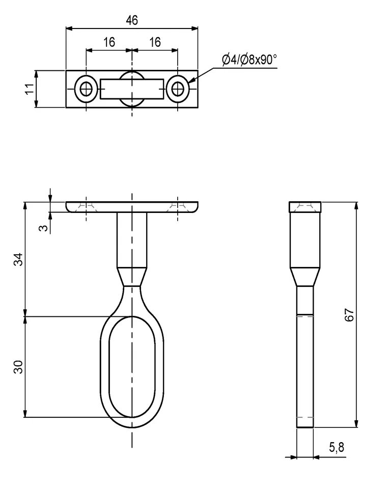 Midtholder Oval Ø30x15mm Til Garderoberør Sort